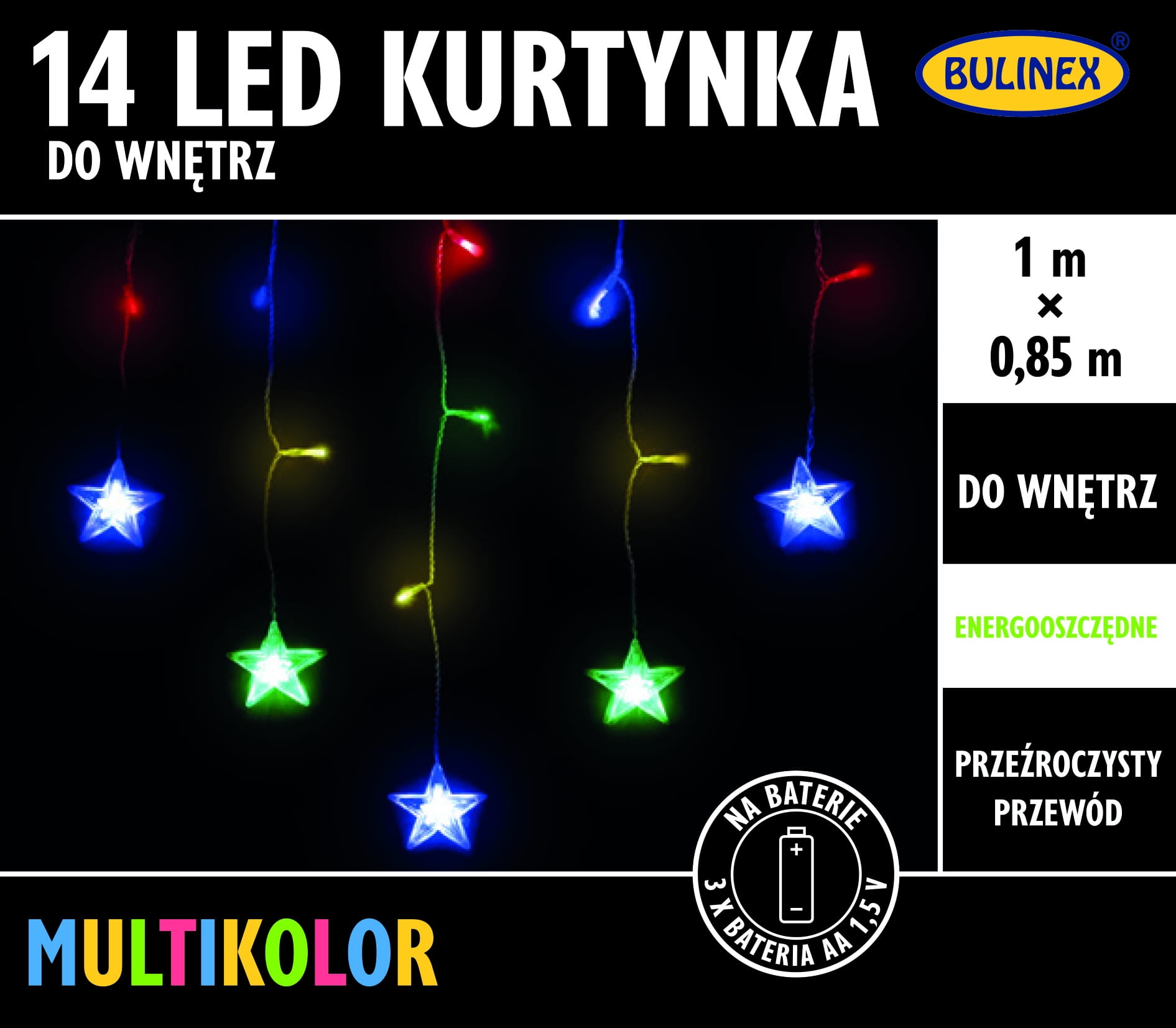 Witraż świąteczny Lampki LED okno Kurtyna Gwiazdy