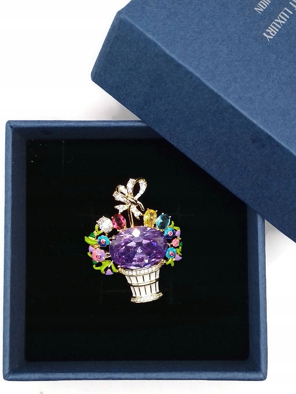 Luxusní Brož Zlatá 14K Gp Náklady Květiny Kytice Krabička Jako Dárek