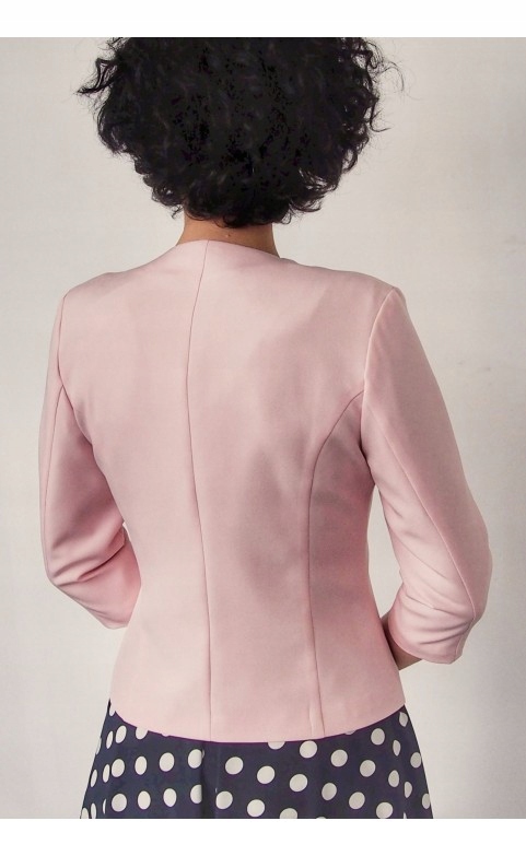 WIZYTOWY DOPASOWANY KRÓTKI ŻAKIET NA WESELE RÓŻ 42 Rozmiar 42