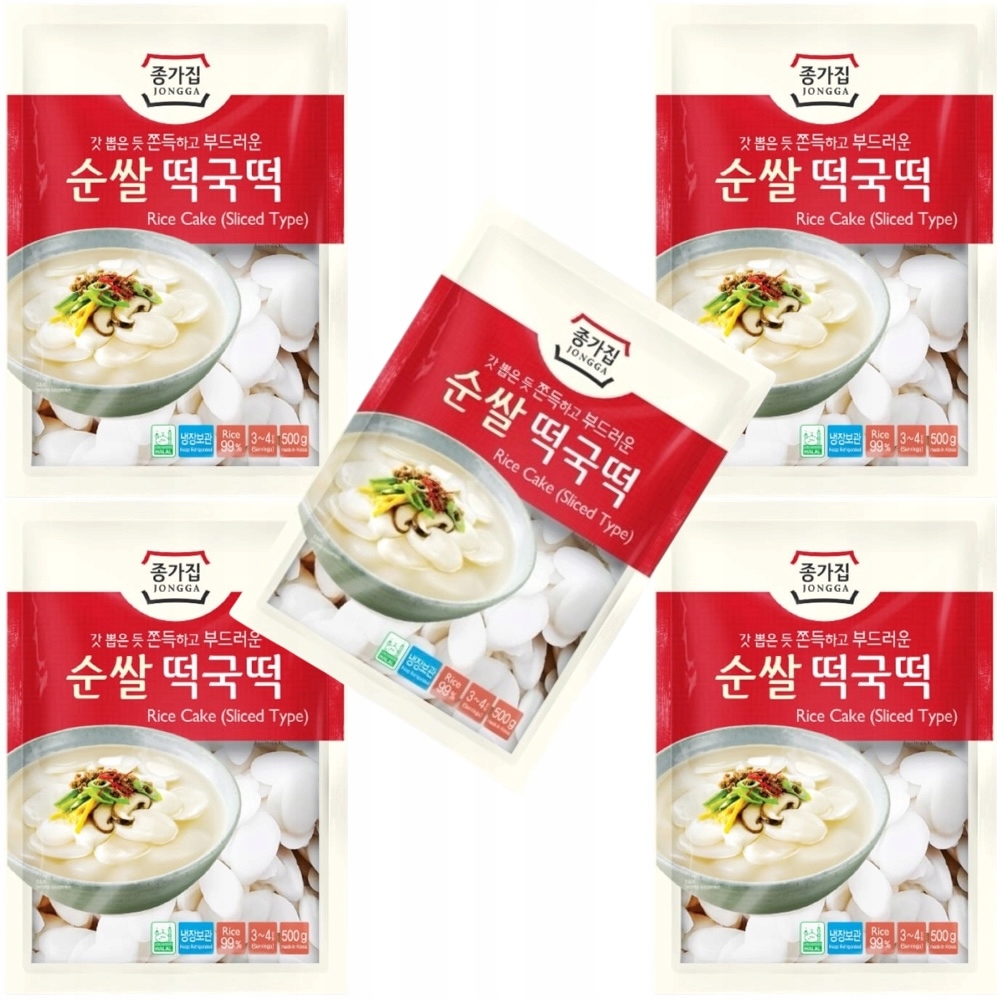 5x Koreańskie Kluski Ryżowe Tteokbokki Topokki Plasterki Sliced 500g Jongga