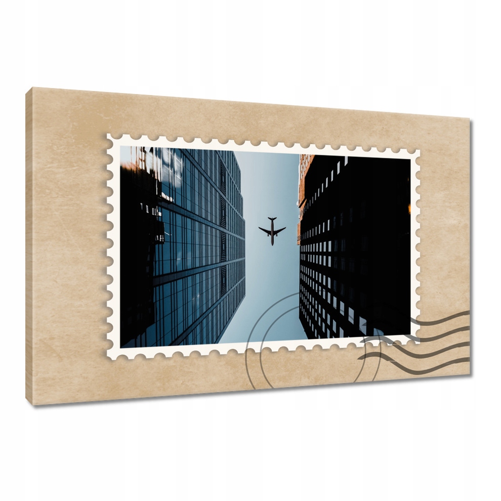 

Obrazy na płótnie 120x80 Samolot między budynkami