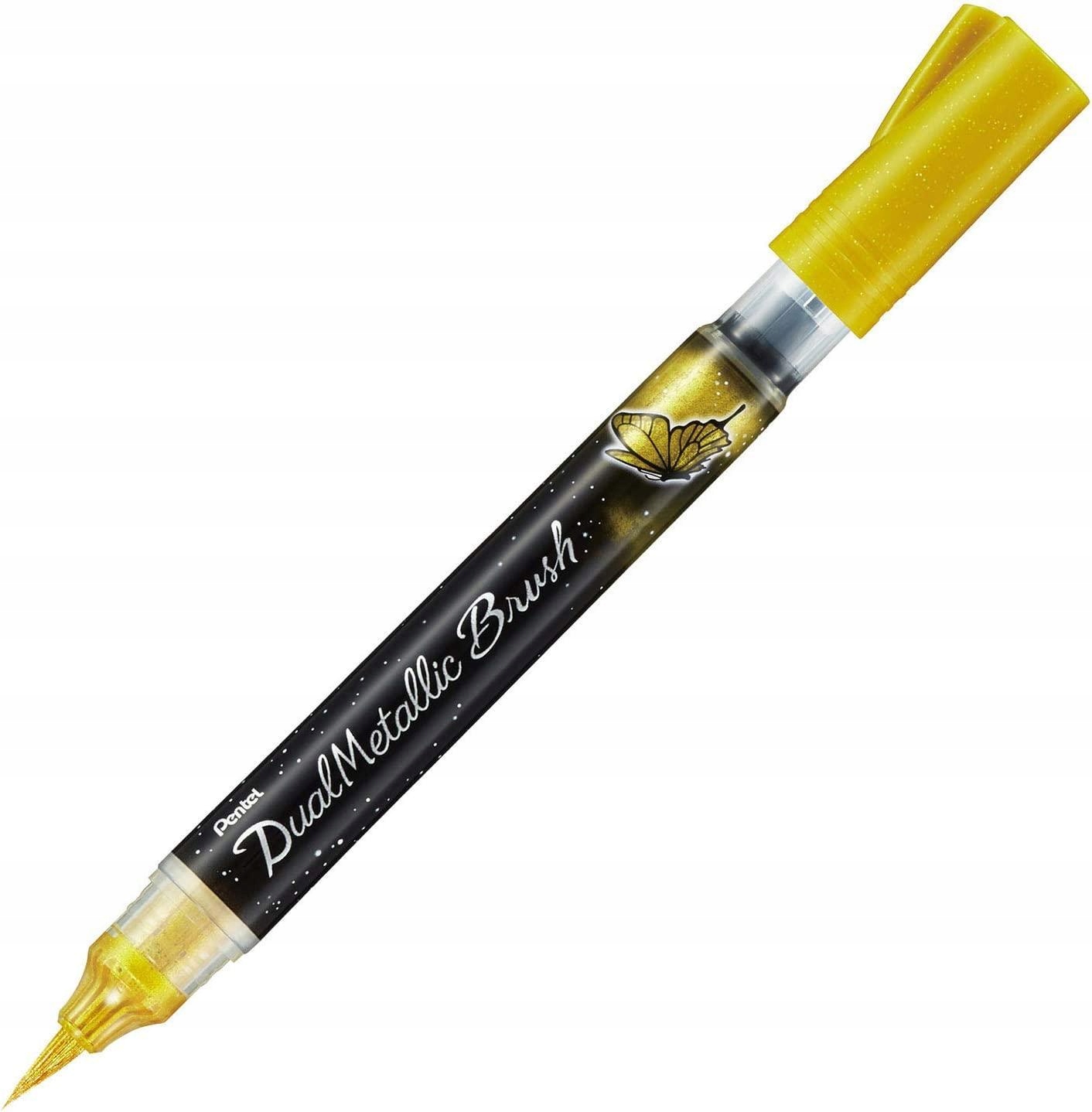Pisak pędzelkowy PENTEL DualMetallic Brush złoty