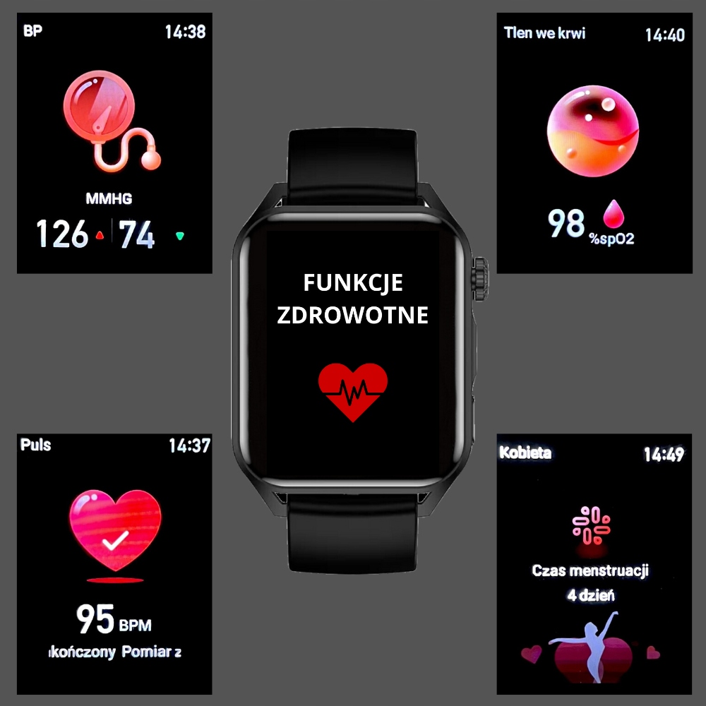 SMARTWATCH ZEGAREK MĘSKI MENU PL ROZMOWY SPORT POWIADOMIENIA PULS AMOLED Komunikacja Bluetooth