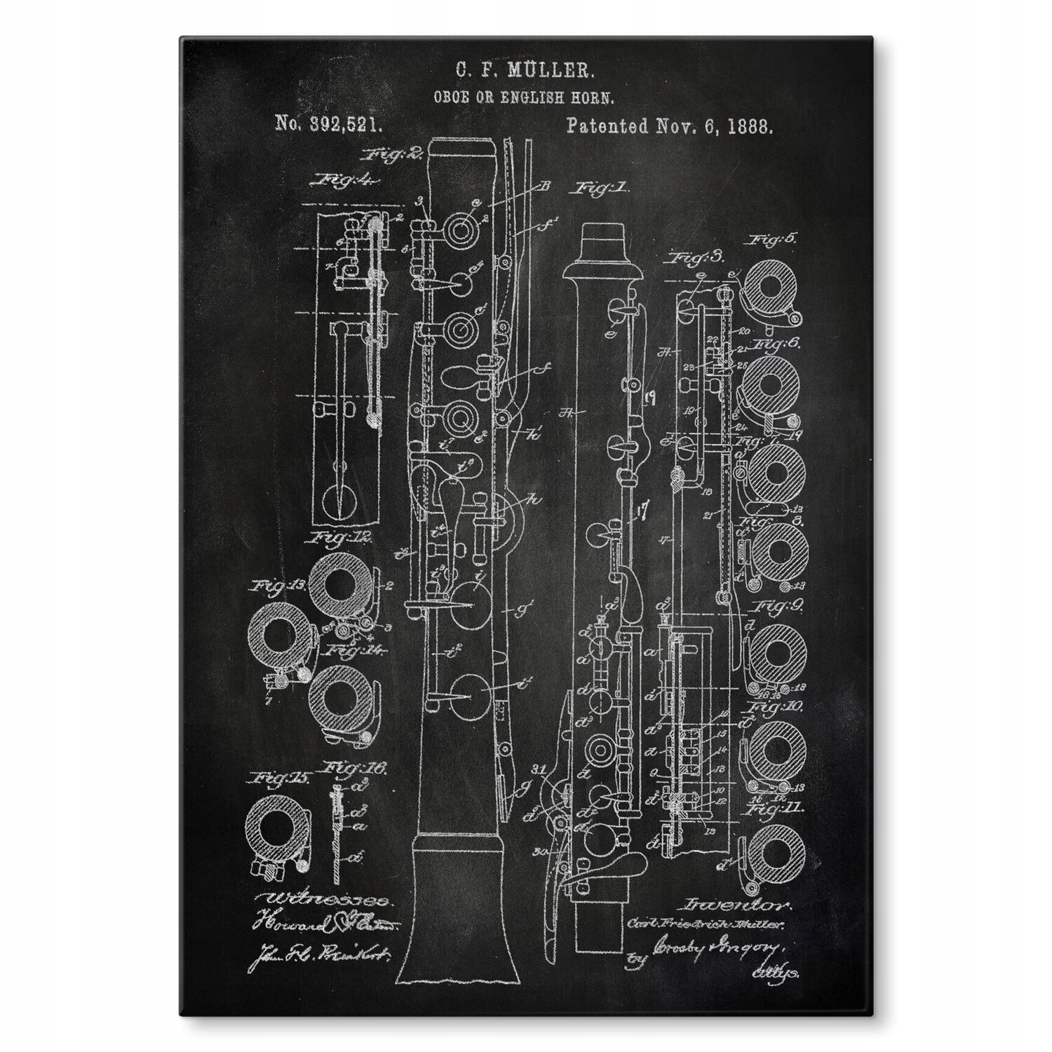 Kovový plakát Oboe English Horn Slate Dárek 22 x 31 cm