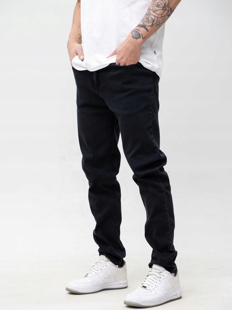 Pánské Džínové Kalhoty Jednoduché Klasické Černé Jigga Mini Výšivka Logo 34