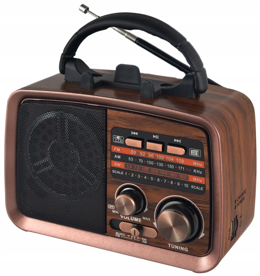 RADIO KUCHENNE PRZENOŚNE BUDOWLANE NA BATERIE USB FM MICROSD BLUETOOTH Radio AM FM SW
