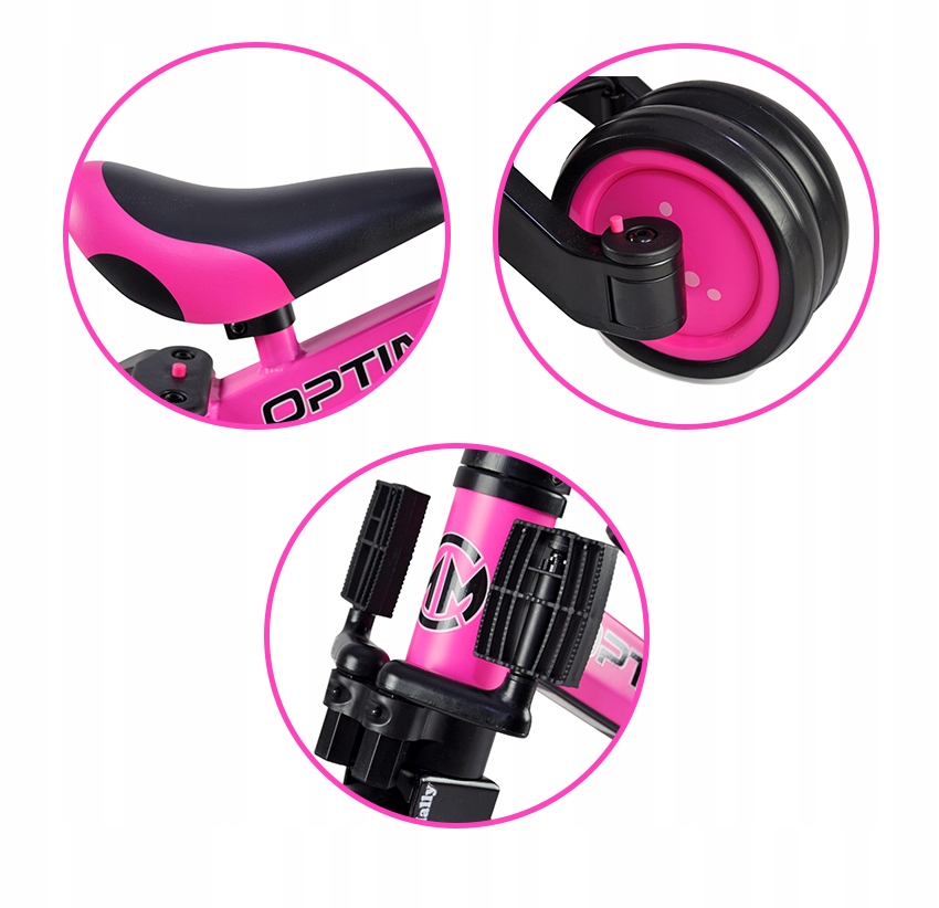 OPTIMUS 3w1 Rowerek Dziecięcy Rower Pchacz 3-koła Kolor różowy