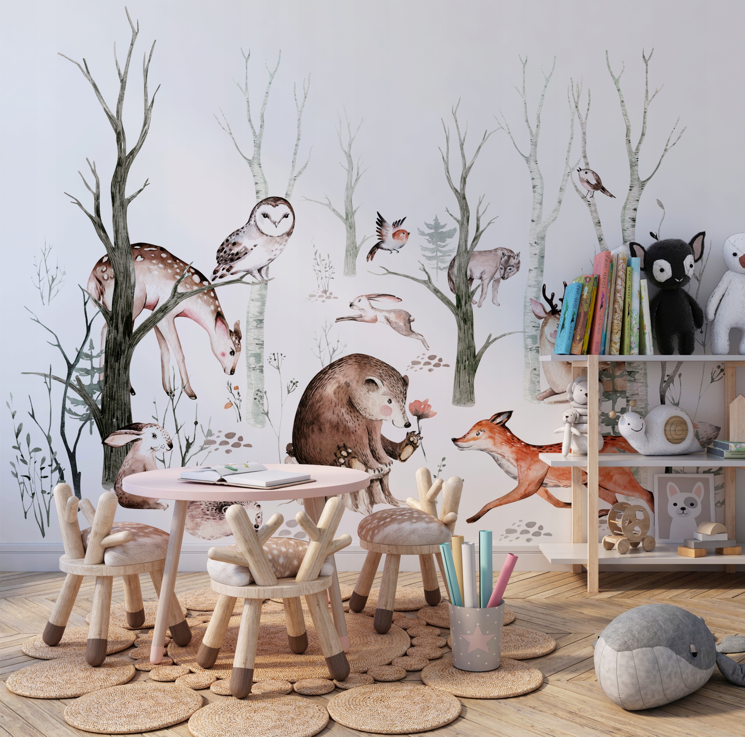 Fototapeta dla dzieci Zwierzęta leśne Las Tapeta F