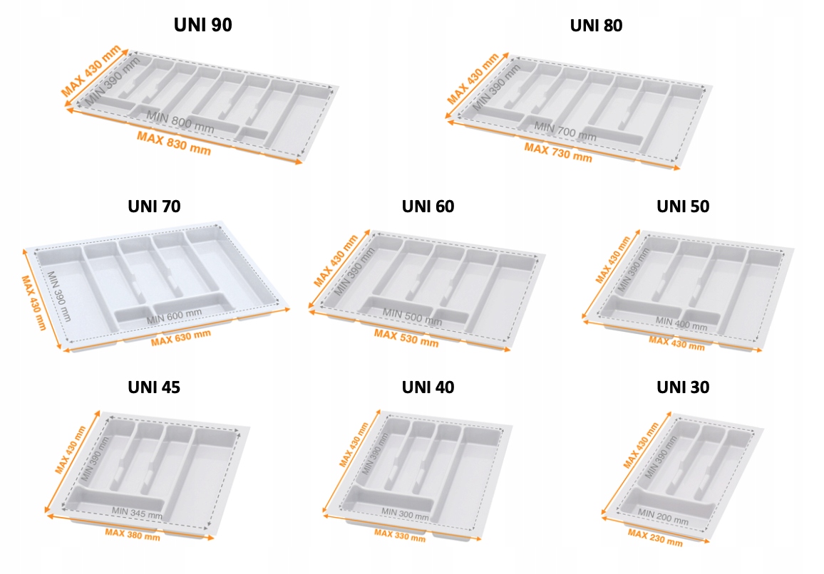 WKŁAD NA SZTUĆCE DO SZUFLADY BLUM ORGANIZER UNI 80 Rodzaj na sztućce