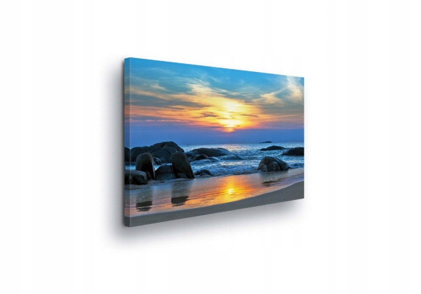 Obraz 100x75 Západ slunce moře pláž skály příroda klid harmonie krása