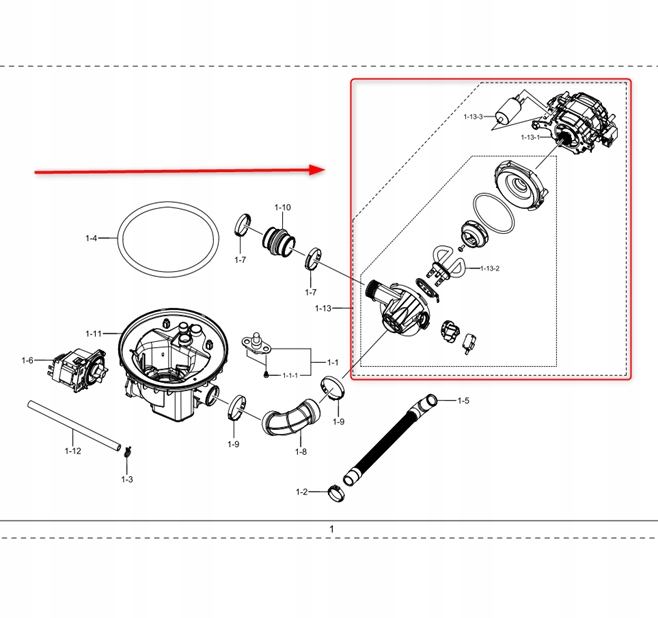 Pompa myjąca zmywarki Samsung DD82-01507A