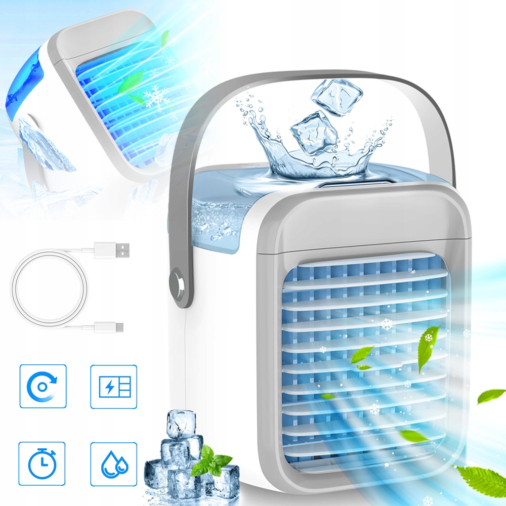 PRZENOŚNA CHŁODZIARKA POWIETRZA MINI KLIMATYZATOR USB WENTYLATOR BIURKOWY