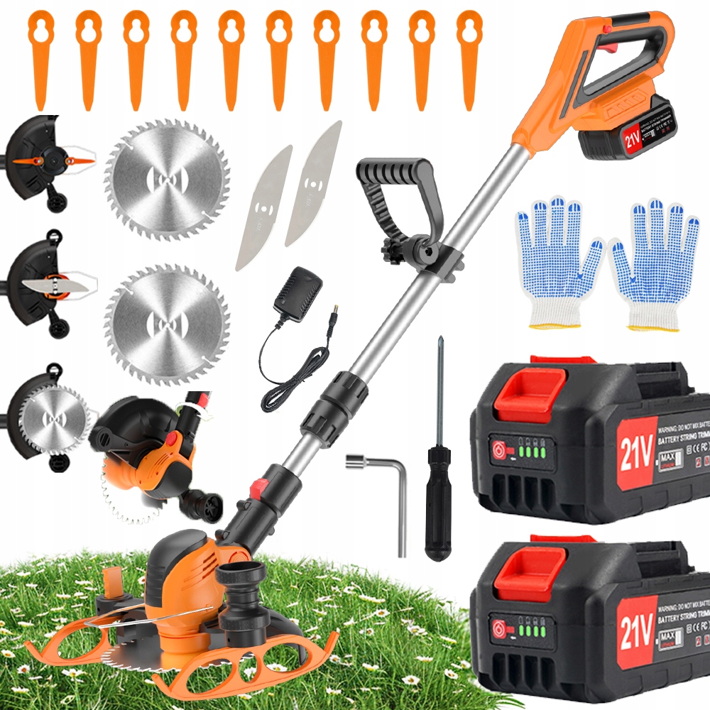 Akumulátorová Vyžínačka Vyžínač Zahradní Vyžínač Trávy Set 100W 2x Aku