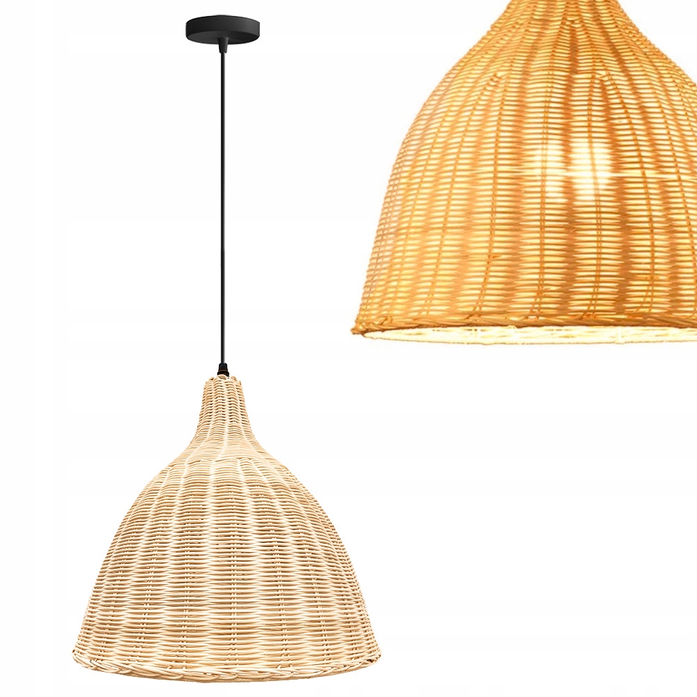 Lampa Wisząca Sufitowa Boho Bambusowa Pleciona Naturalna Do Salonu Sypialni