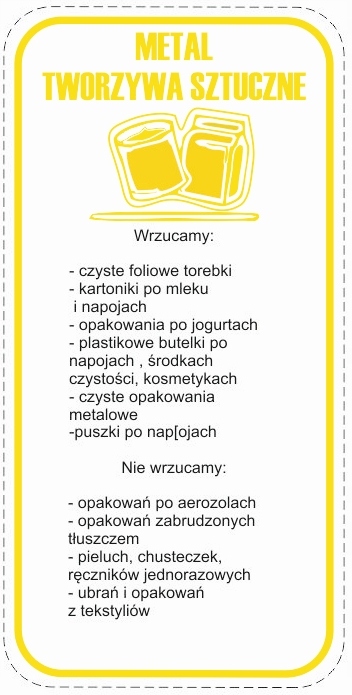 

Naklejka na kosz segregacja śmieci 18X9cm Metal O