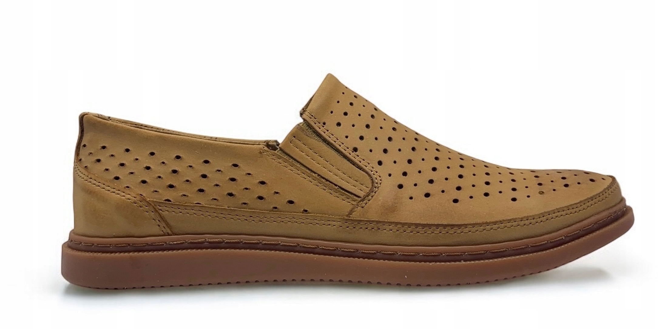 Nazouvací polobotky s perforací model 2107 l Polbut – přírodní kůže, velikost 40