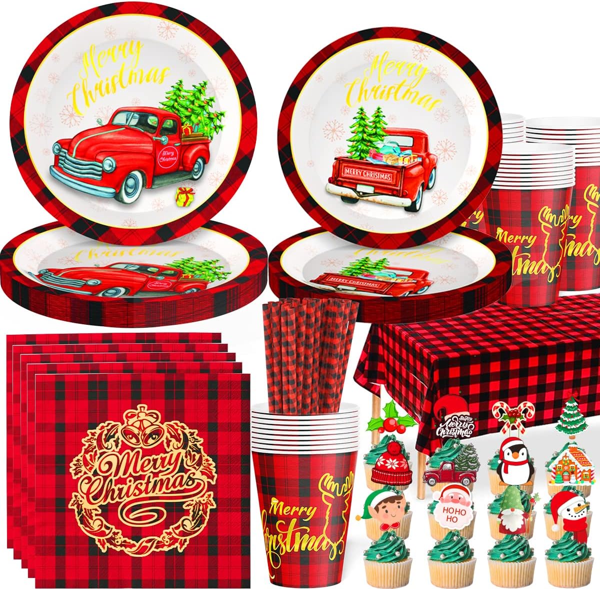 ZESTAW NACZYŃ JEDNORAZOWYCH ŚWIĘTA MERRY CHRISTMAS