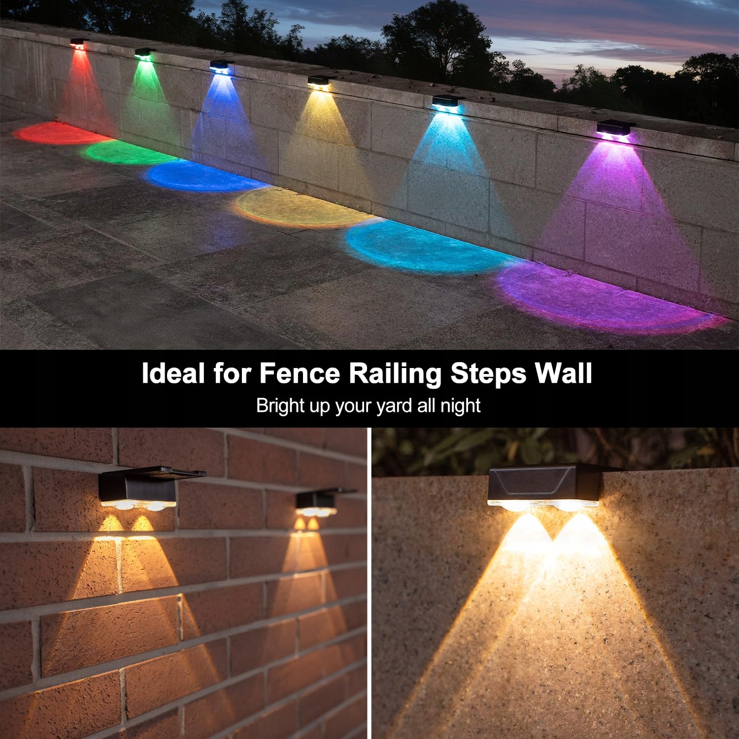 Lampa Solarna Ścienna RGB LED Ogrodowa Tarasowa Balkonowa IP65 ELLASAY — miniatura 6