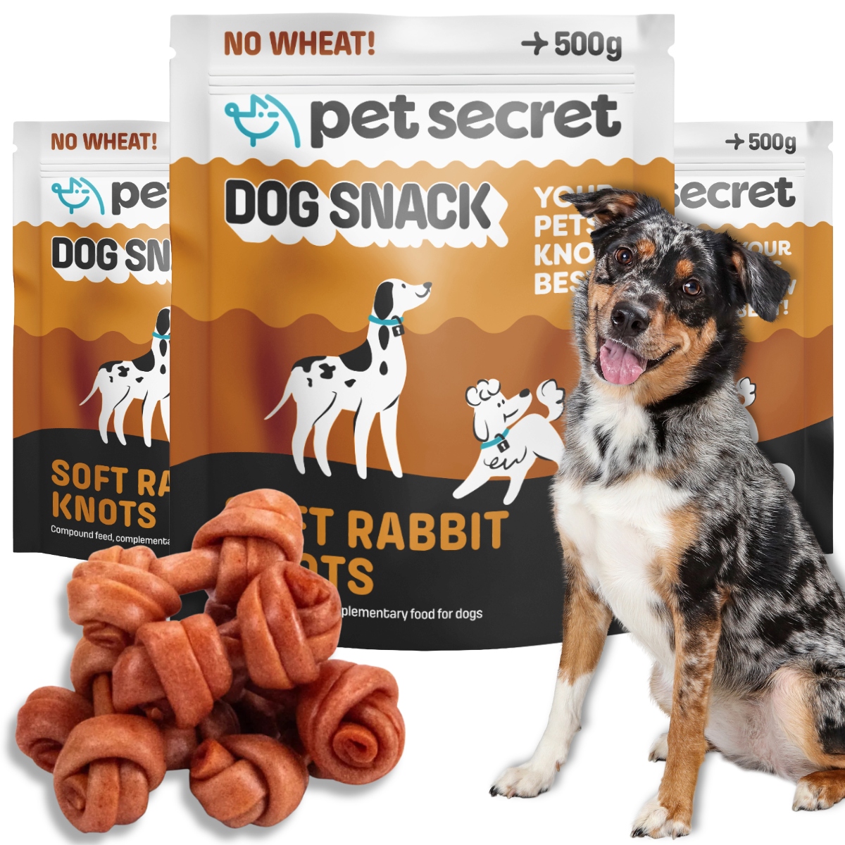 Pochoutky pro psa 3x500g Měkké uzlíky z králičího masa Pet Secret Kousátko