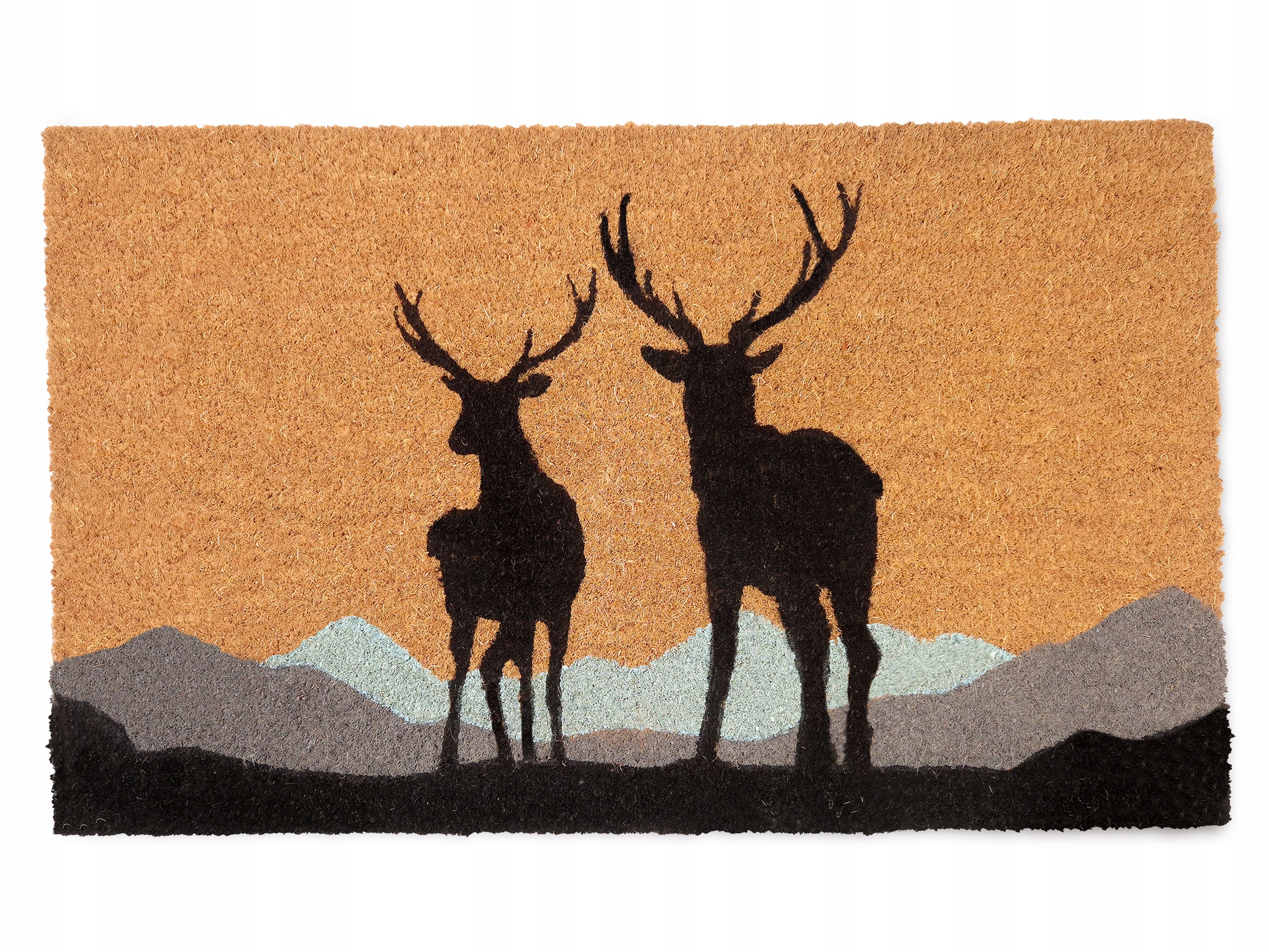 Rohožka pod dveře z kokosového vlákna lovecký vzor Byki 74x45 cm