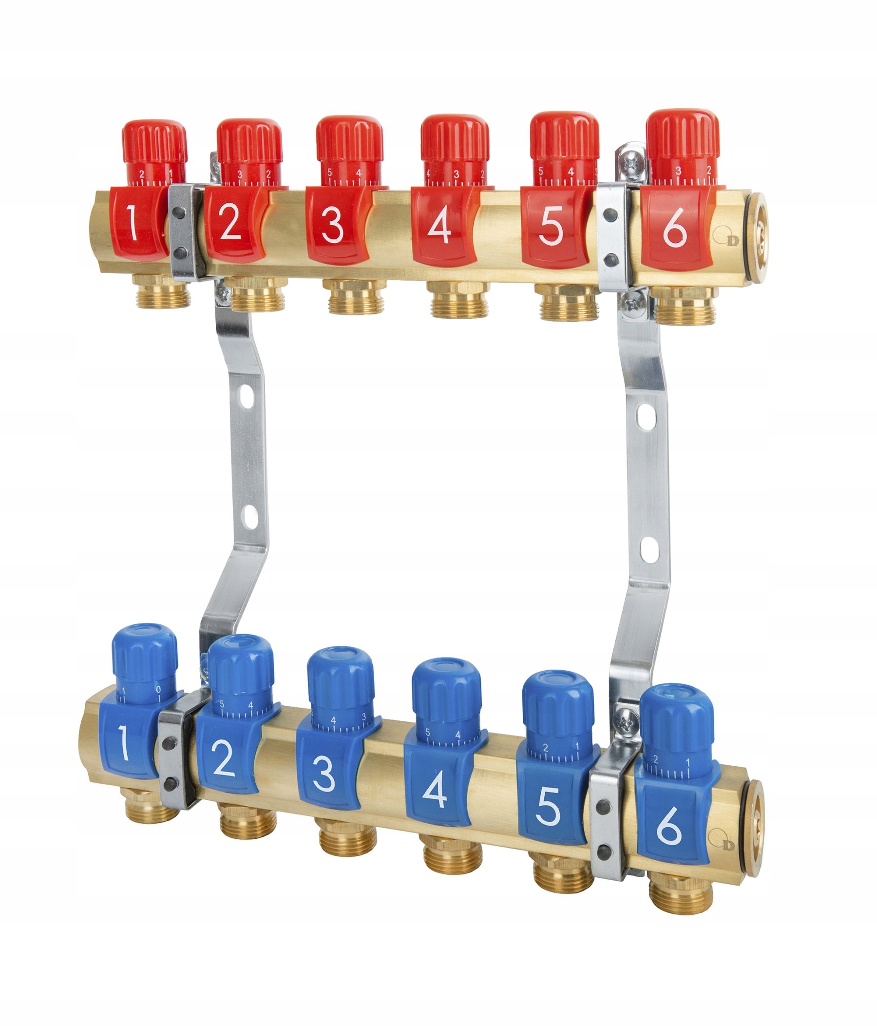 Rozdělovač 4 Okruhů S Regulačními Ventily Pro Vodu Mosazný Diamond
