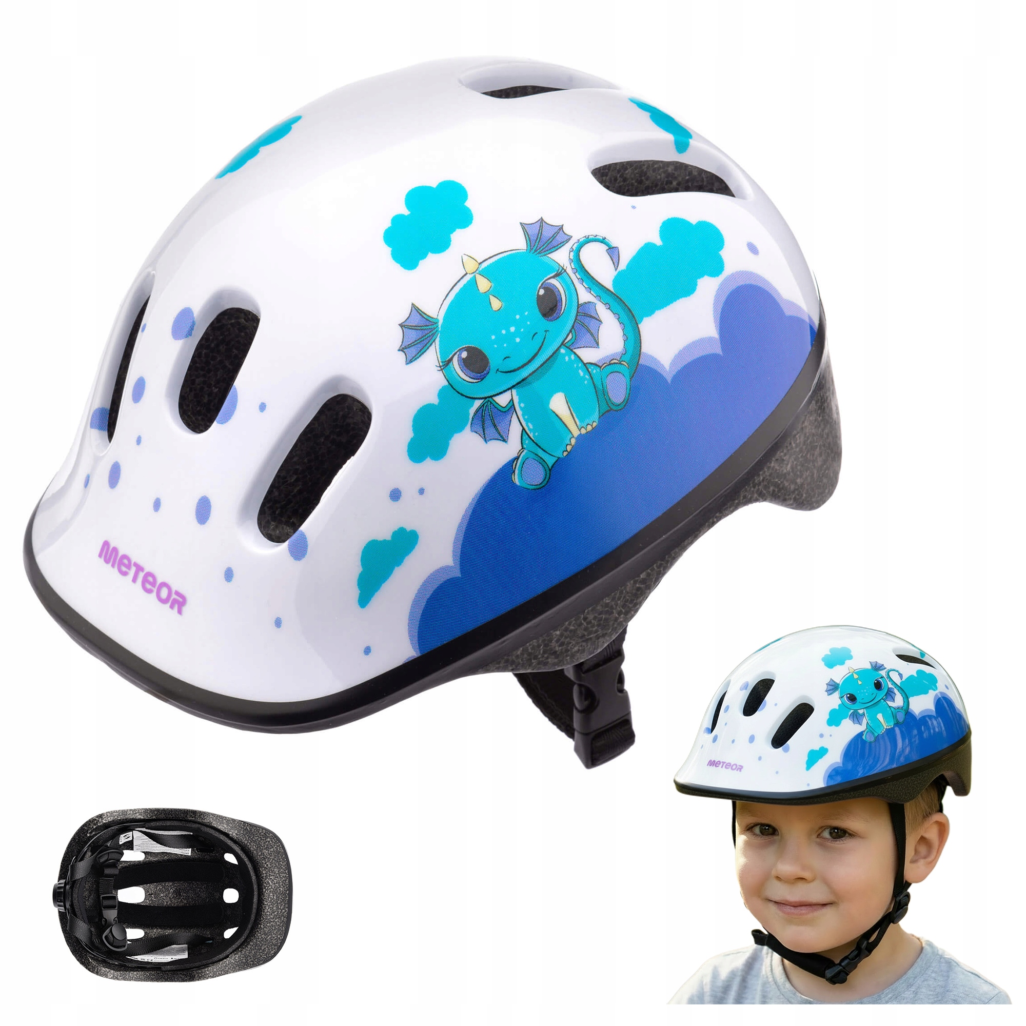 Kask Rowerowy Regulowany Dziecięcy Dla Dzieci Meteor KS06 Xs 44-48 Dragon