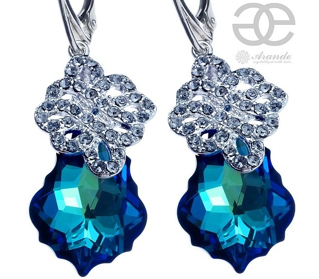 Krystaly Special Náušnice Bermuda Blue Stříbro