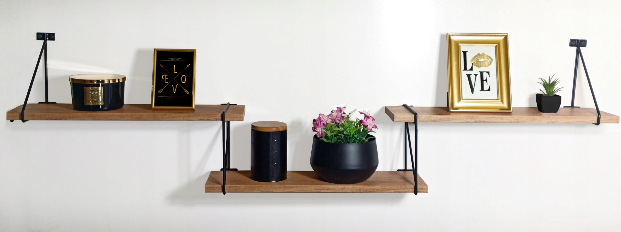 KOMPLET 3 PÓŁKI ŚCIENNE WISZĄCE LOFT INDUSTRIALNA Kod producenta 78547