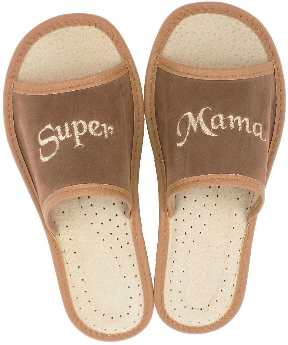 Kapcie Damskie Domowe Haft Pantofle SUPER MAMA *41 Rozmiar 41