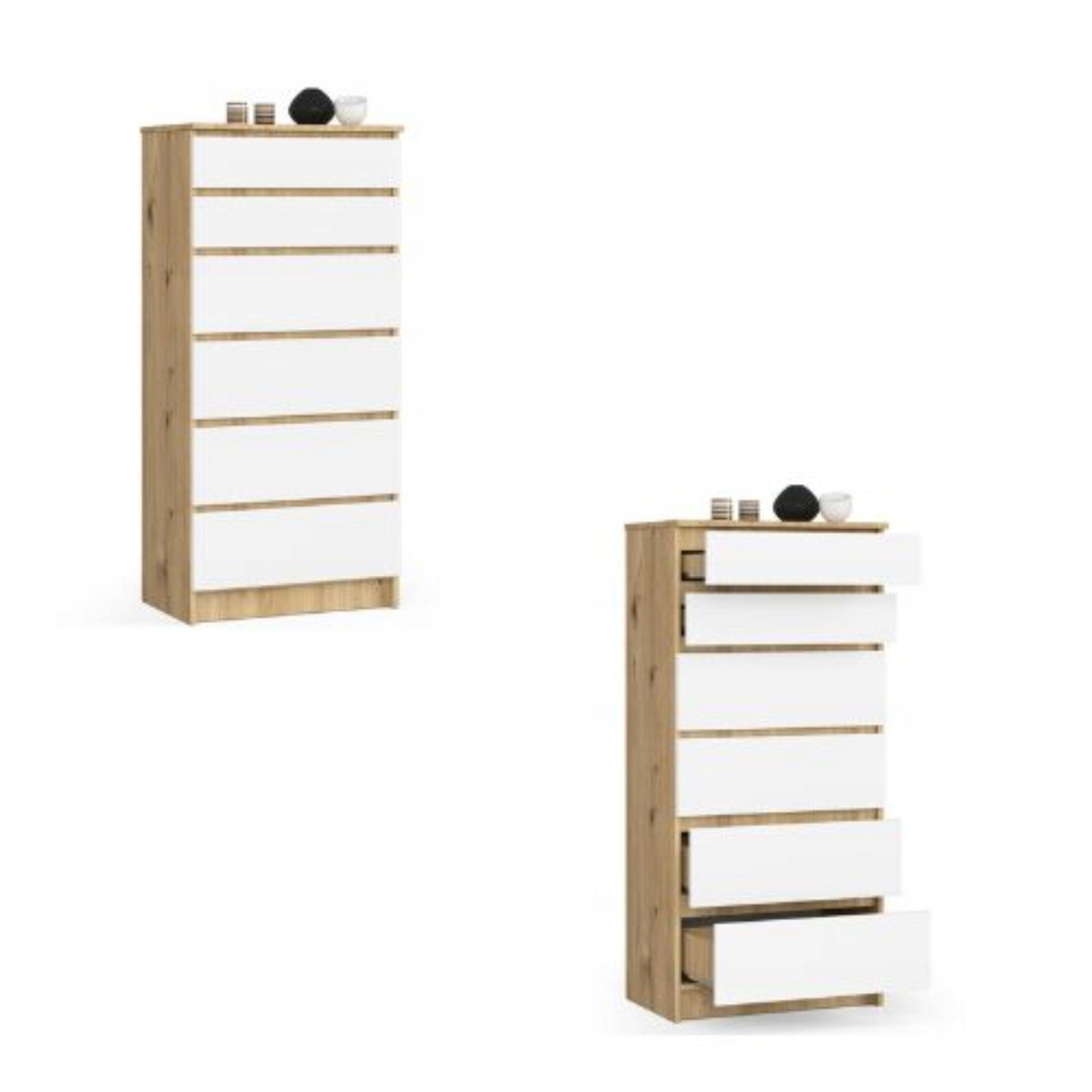 Komoda skříňka K60 6 zásuvek artisan-bílá Akd