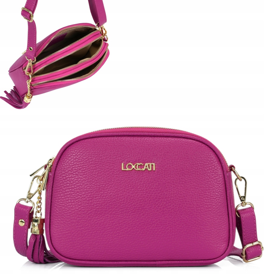 

Mała torebka damska na długim pasku skóra fuksja