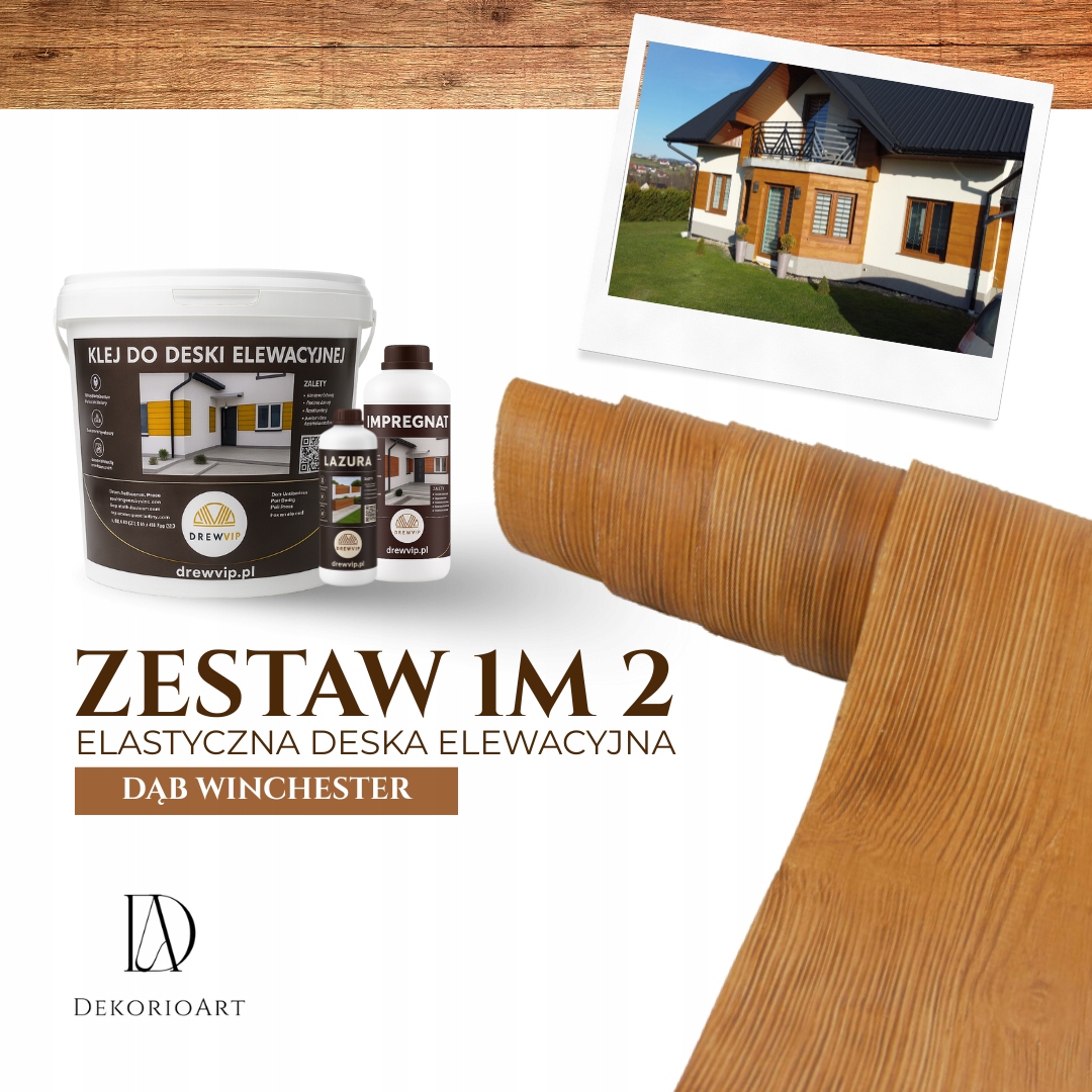 Set 1 m2 Pružná fasádní deska barva Dub Winchester Imitace Dřeva