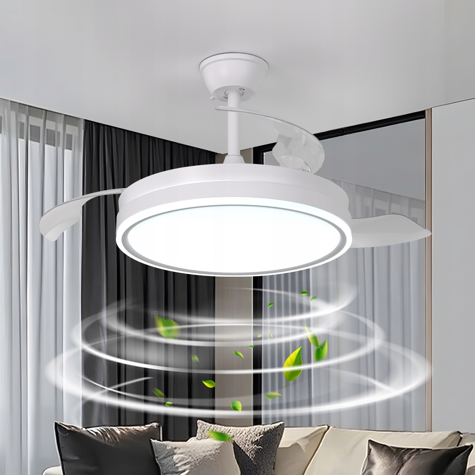 Stropný Ventilátor S Led Svetlom Biely Do Obývačky Stmievateľný Diaľkové Ovládanie 30W