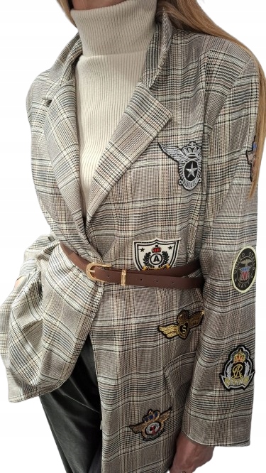 Sako s mřížkou Béžová Vícebarevná 38/M 42/XL New