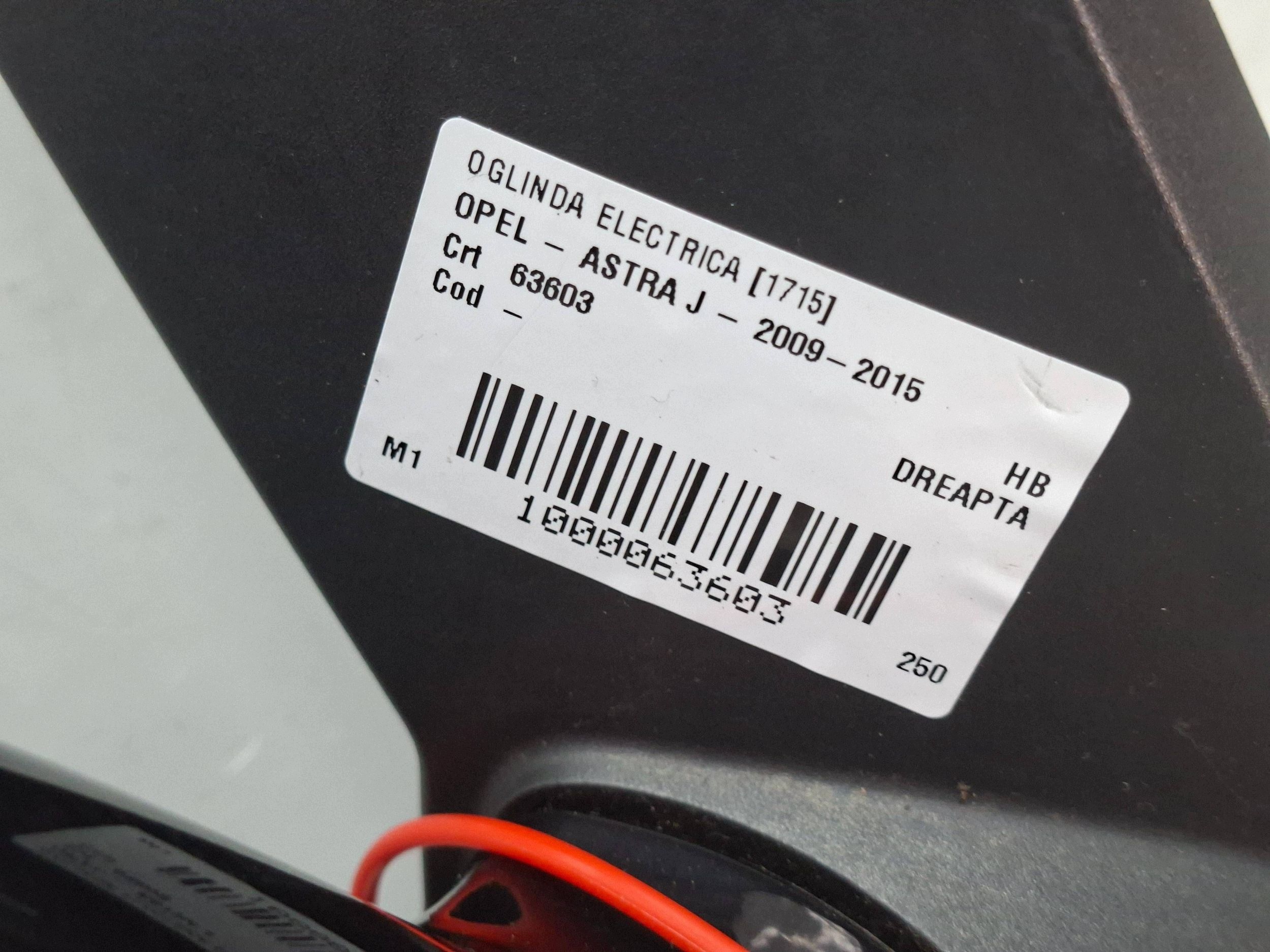 mirror right 5 vertical OPEL ASTRA J 2009