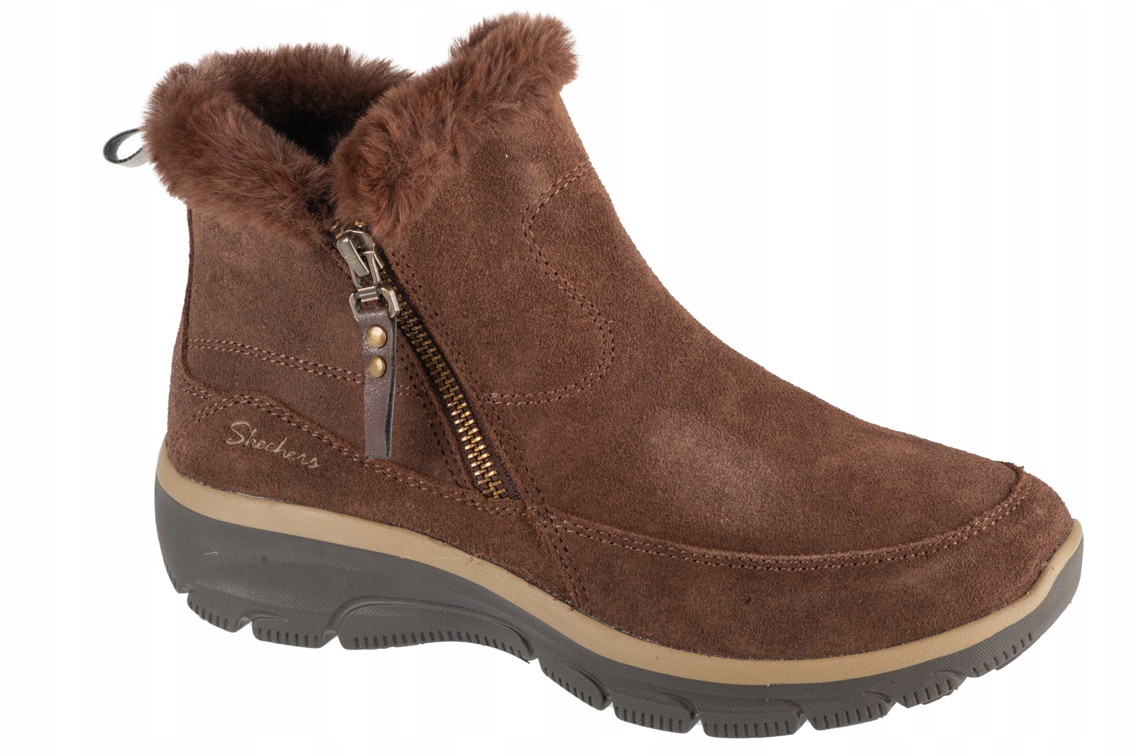 Skechers Easy Going Cool Zip! (37) Dámské zimní boty Semišové hnědé
