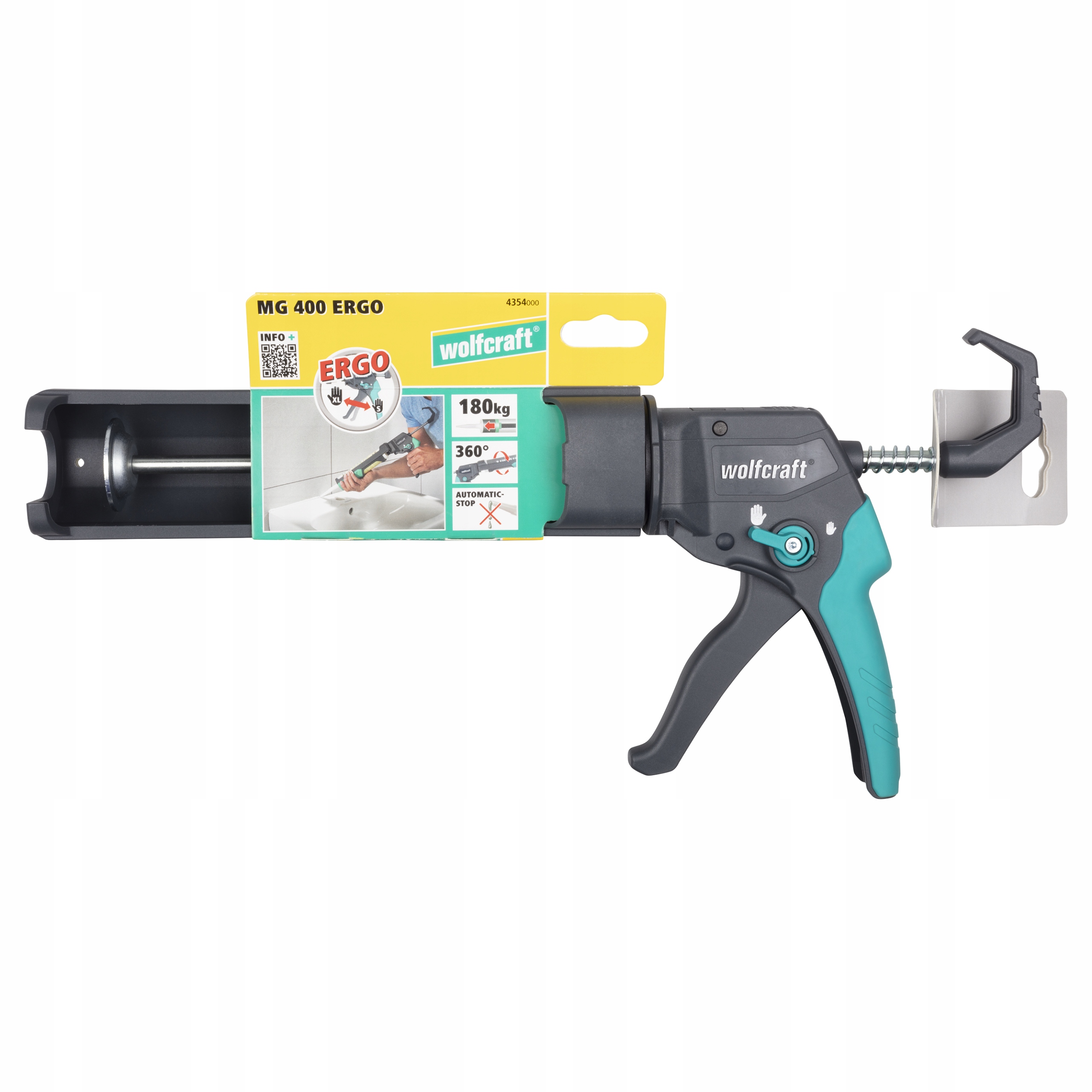Pistole na silikonové těsnící hmoty Wolfcraft Mg 400 Ergo