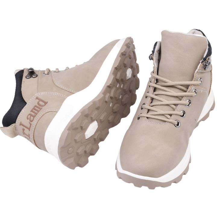 Traperki sneakersy sportowe ocieplane beżowe Marka inna