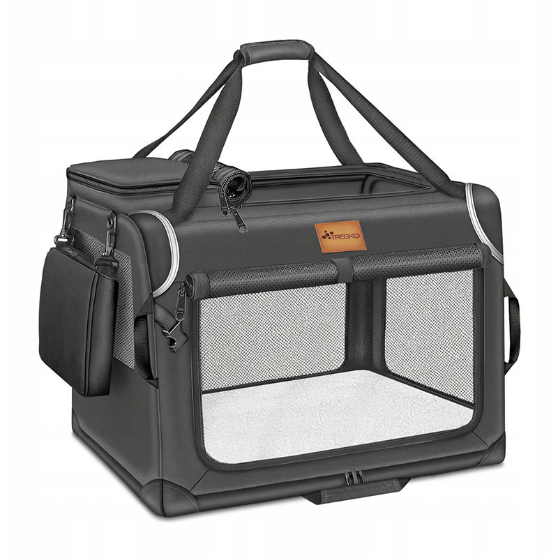 Levně Skládací přepravka pro psy Tresko, 83 x 58 x 58 cm, šedá