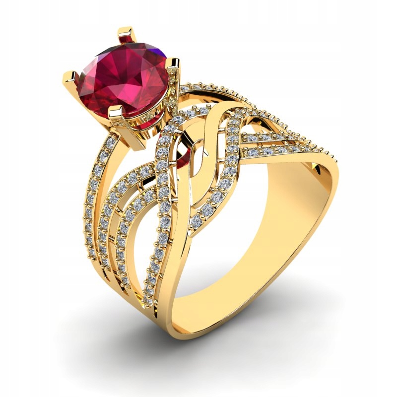 

Efektowny Pierścionek Złoty Z Czerwoną Cyrkonią