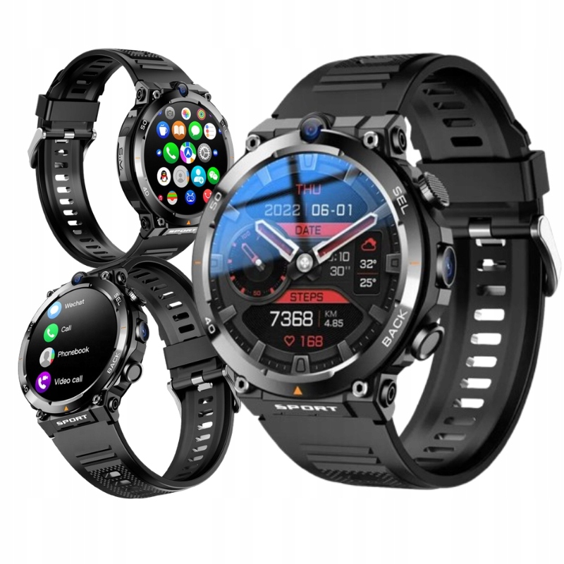 Chytré Hodinky Hodinky Watch Gps Černé Amoled Sportovní Hovory Pro Menu Pl Gt