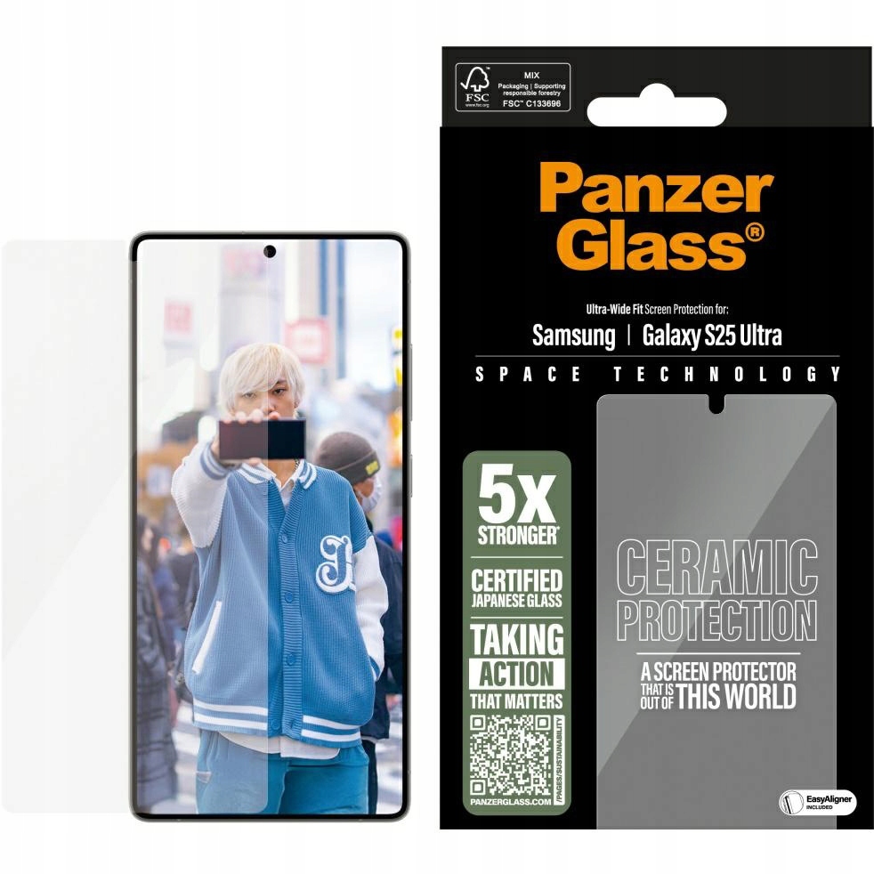Tvrdené sklo pre Galaxy S25 Ultra, PanzerGlass, odolné aplikátor