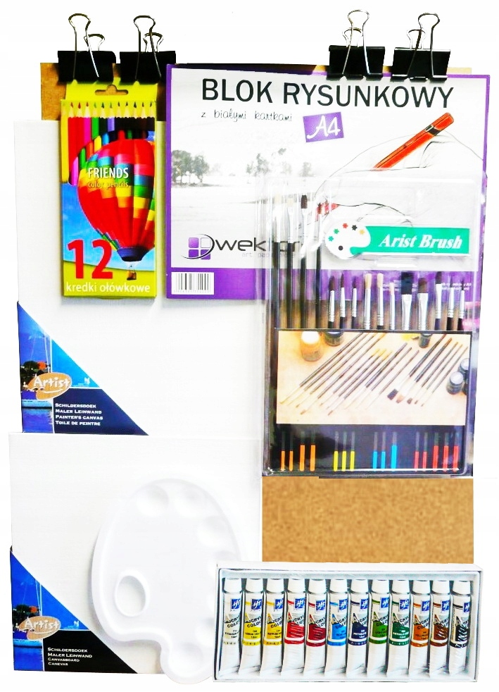 MALARSKI ZESTAW na prezent SZTALUGA PŁÓTNA FARBY Waga (z opakowaniem) 4 kg