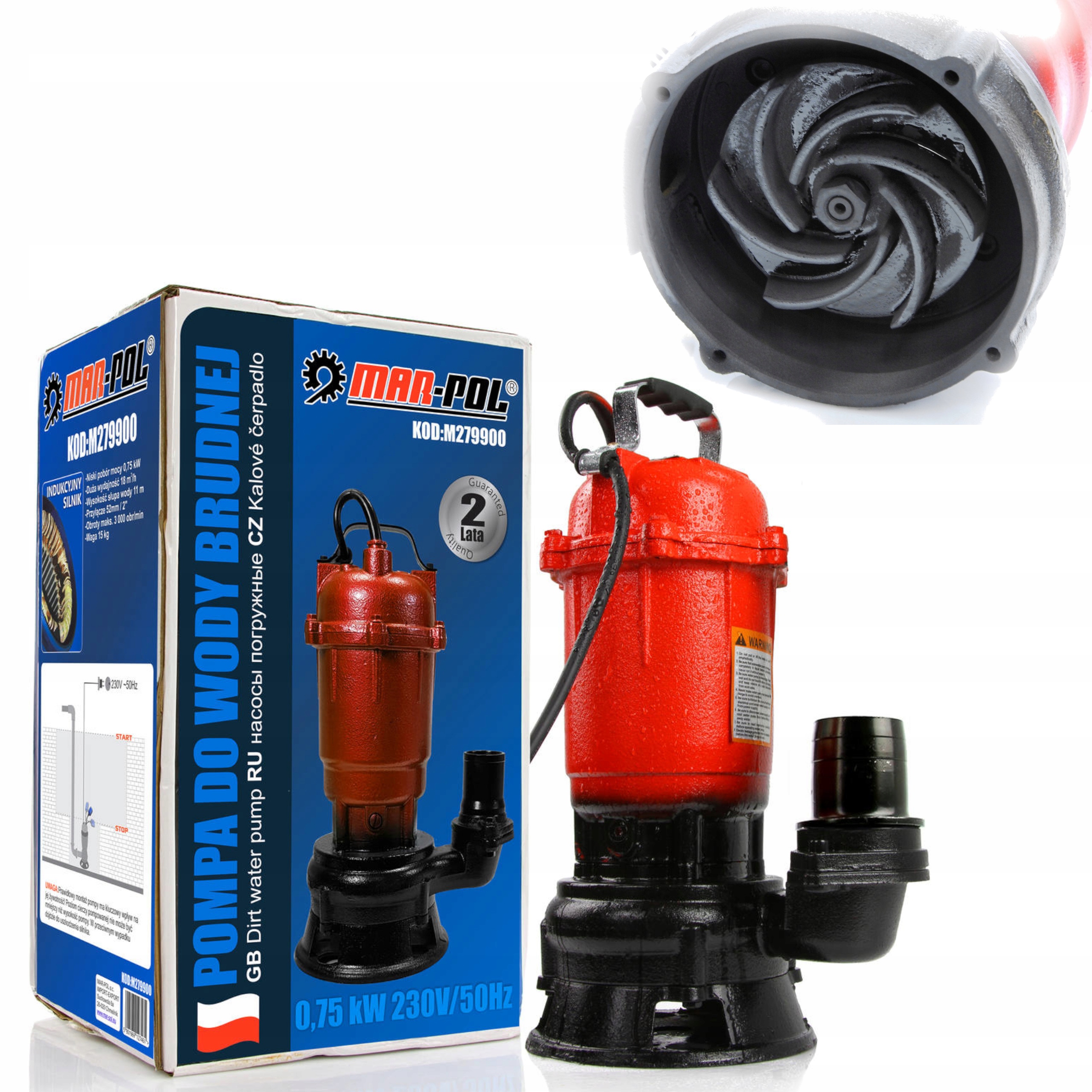 Pompa do wody brudnej czystej szamba rozdrabniacz 750W