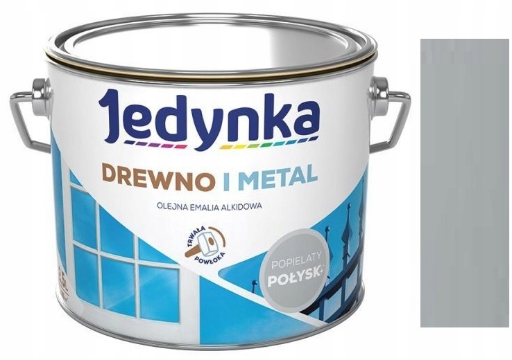 Jedynka Farba Do Drewna I Metalu Popielaty Połysk 10L