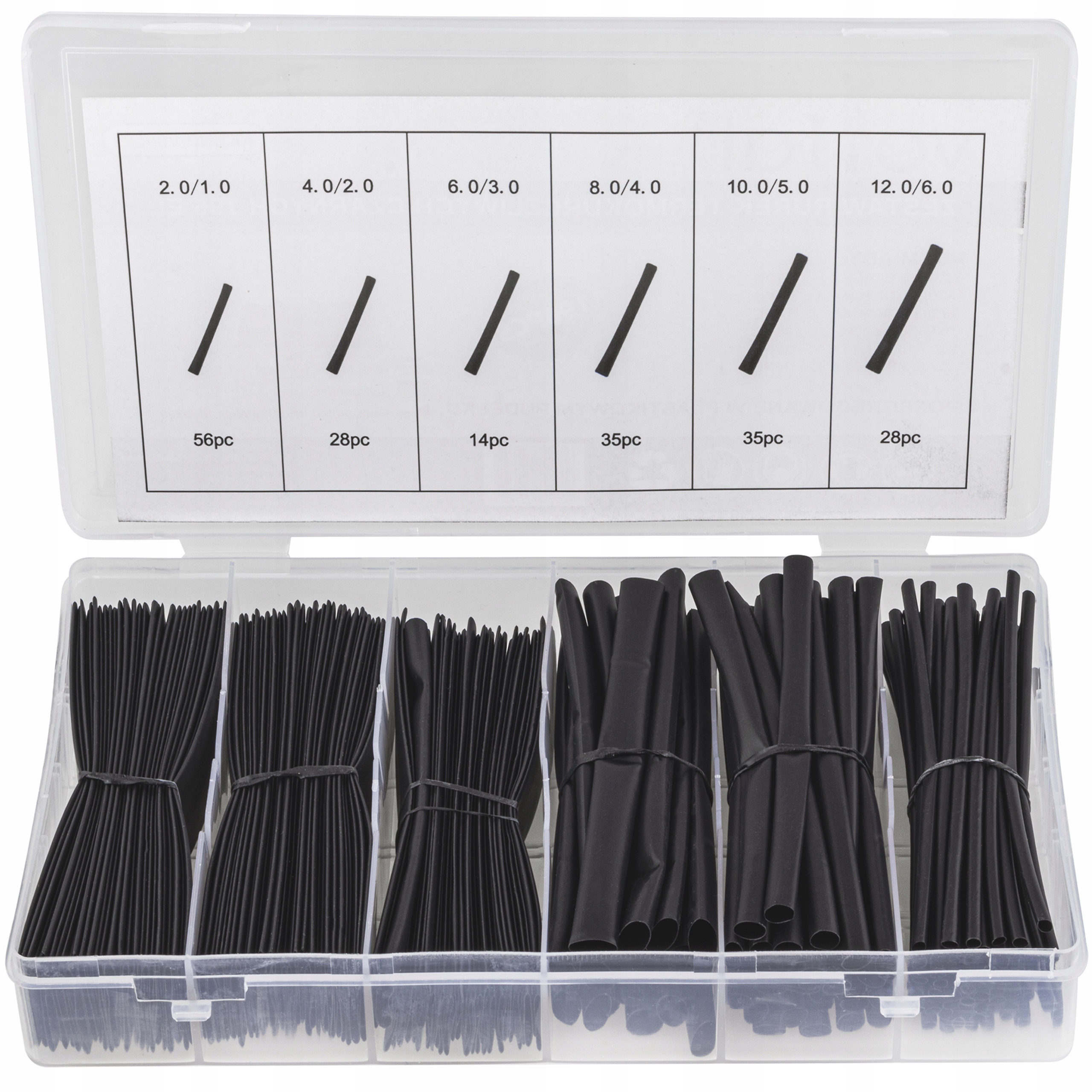 ZESTAW RUREK KOSZULKI RURKI TERMOKURCZLIWE ZESTAW 196 SZTUK CZARNE