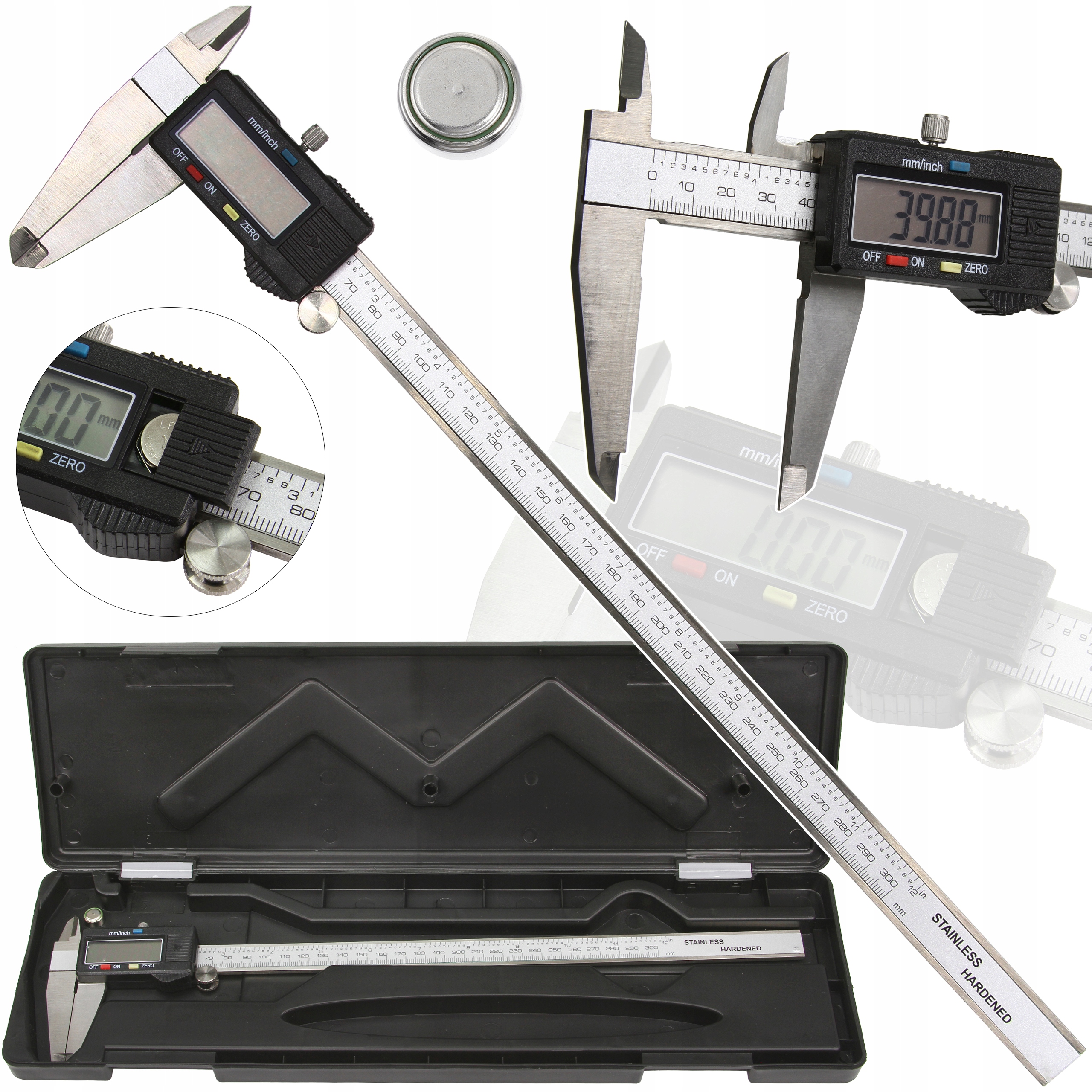 Dokładna Suwmiarka Elektroniczna Ze Stali Nierdzewnej Cyfrowa 0-300mm Etui