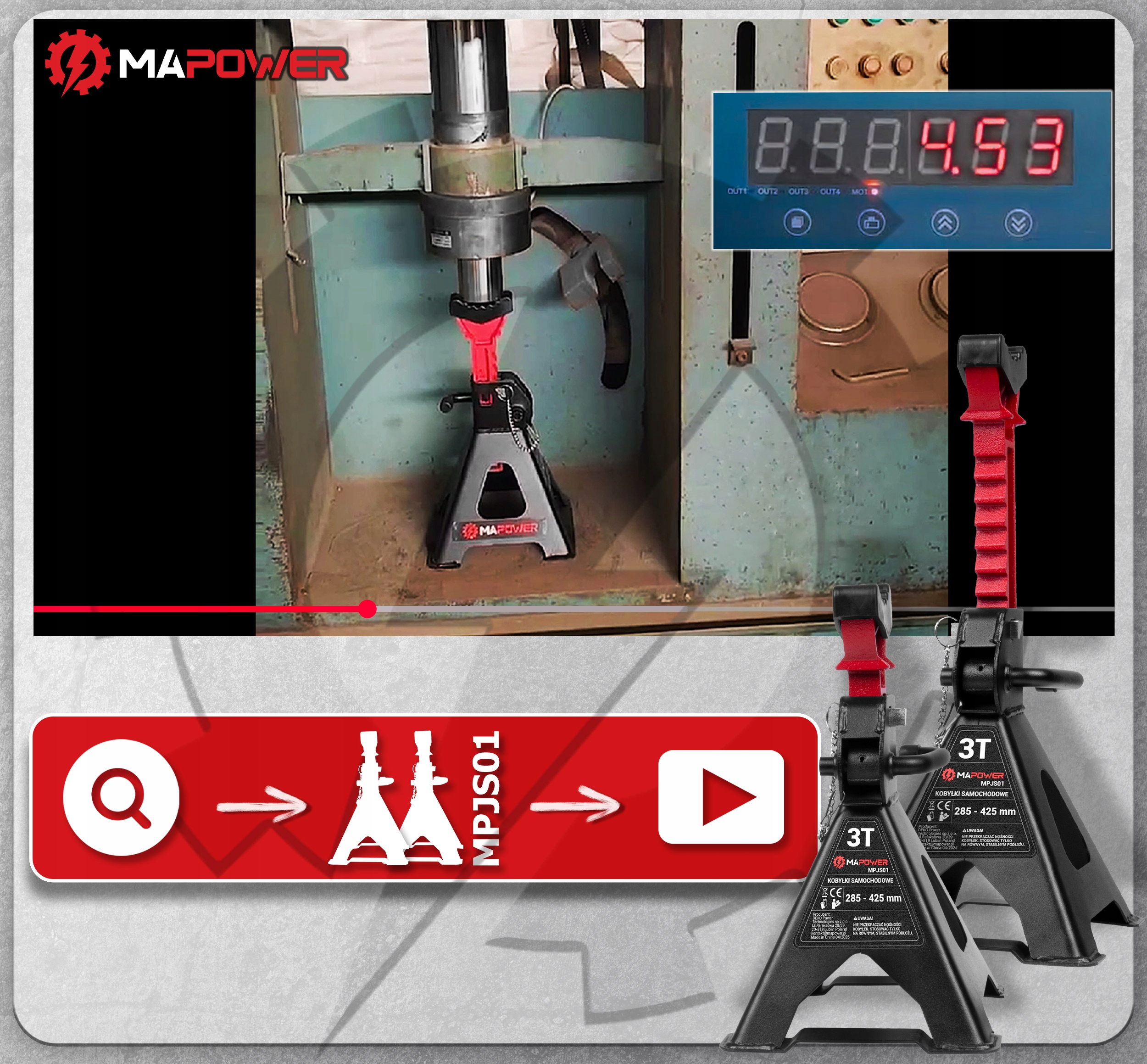 KOBYŁKI SAMOCHODOWE WARSZTATOWE PODPORY PODSTAWKI BLOKADA [3T] 2SZT MAPOWER Marka Mapower