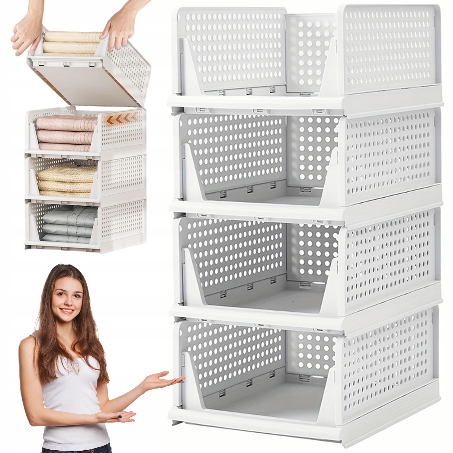 Organizér Pro Skladování Sada 4 Skládacích Krabiček Do Skříně 43x33x18