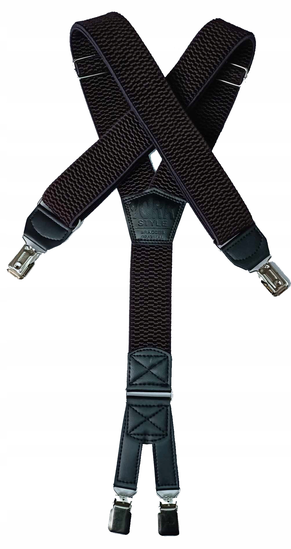 ELASTYCZNE SZELKI DO SPODNI SZEROKIE MĘSKIE PODWÓJNE ZAPIĘCIE BRĄZOWE